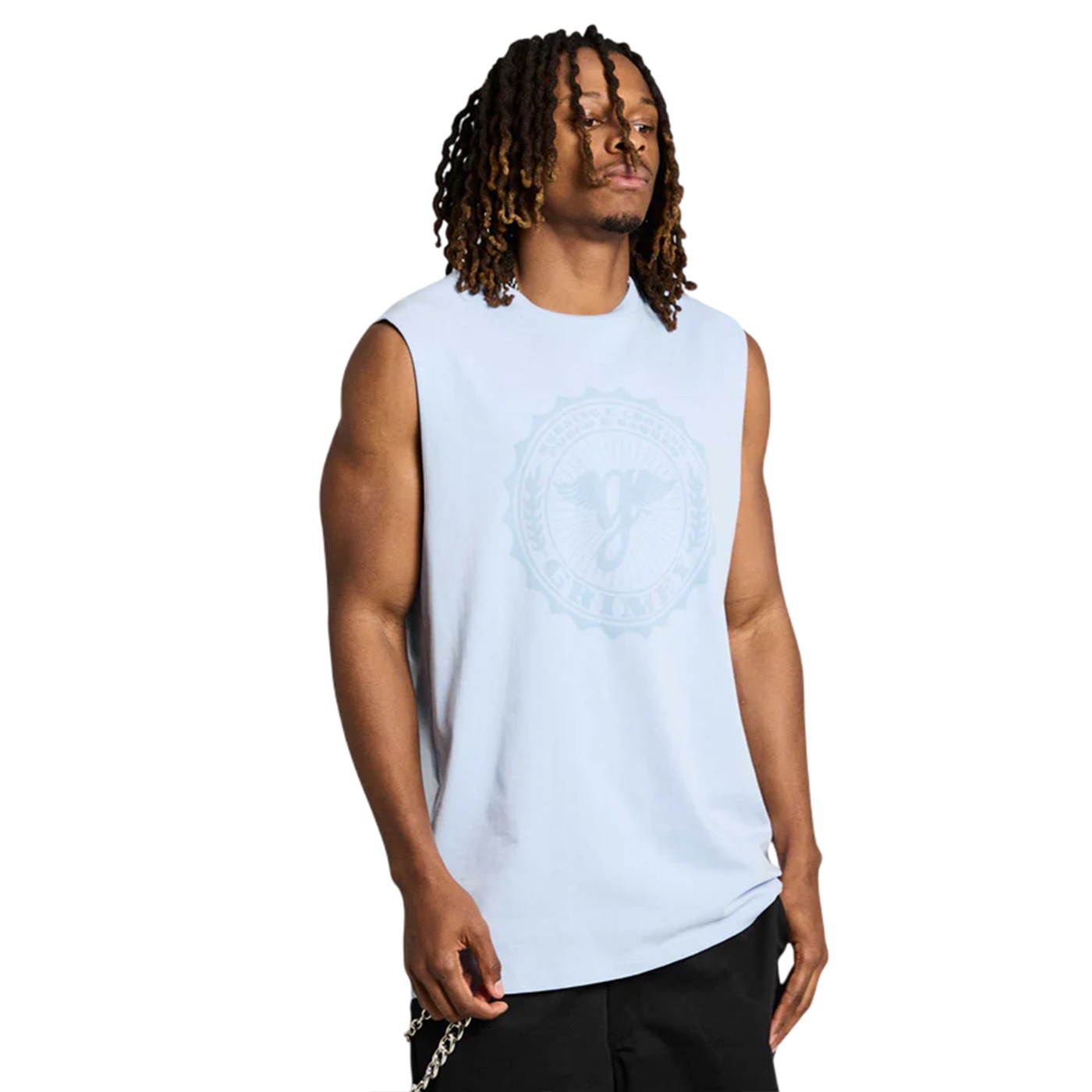 Grimey - Camiseta Azul para Hombre -  Chief Watcher Sleeveless