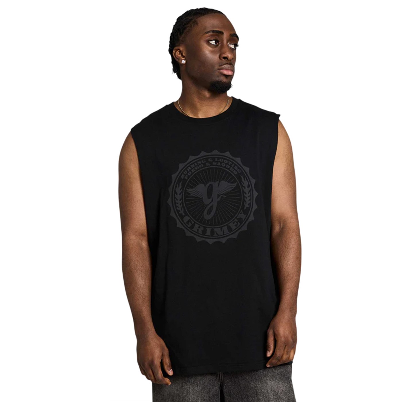 Grimey - Camiseta Negra para Hombre - Chief Watcher Sleeveless