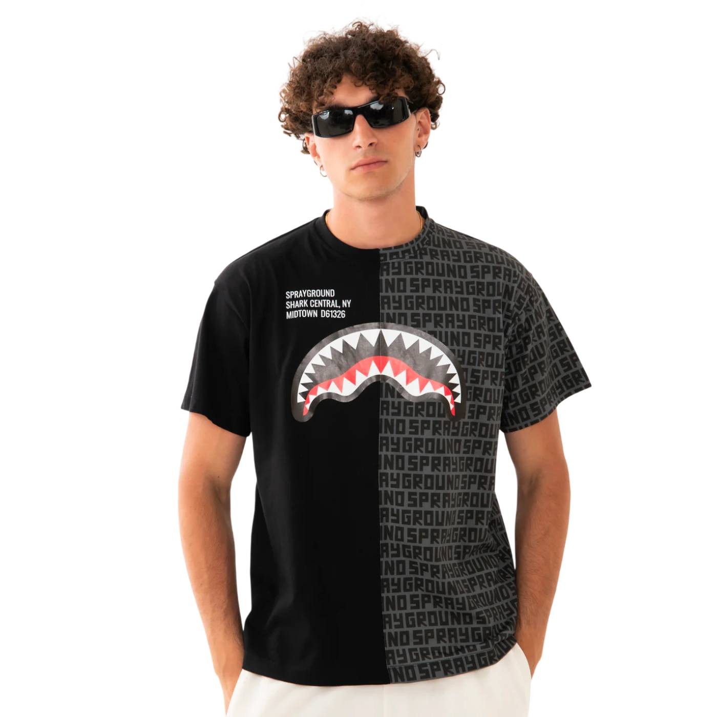 Sprayground - Camiseta Negra para Hombre - Shark Central