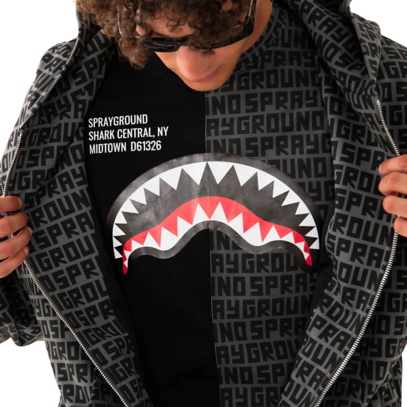 Sprayground - Camiseta Negra para Hombre - Shark Central